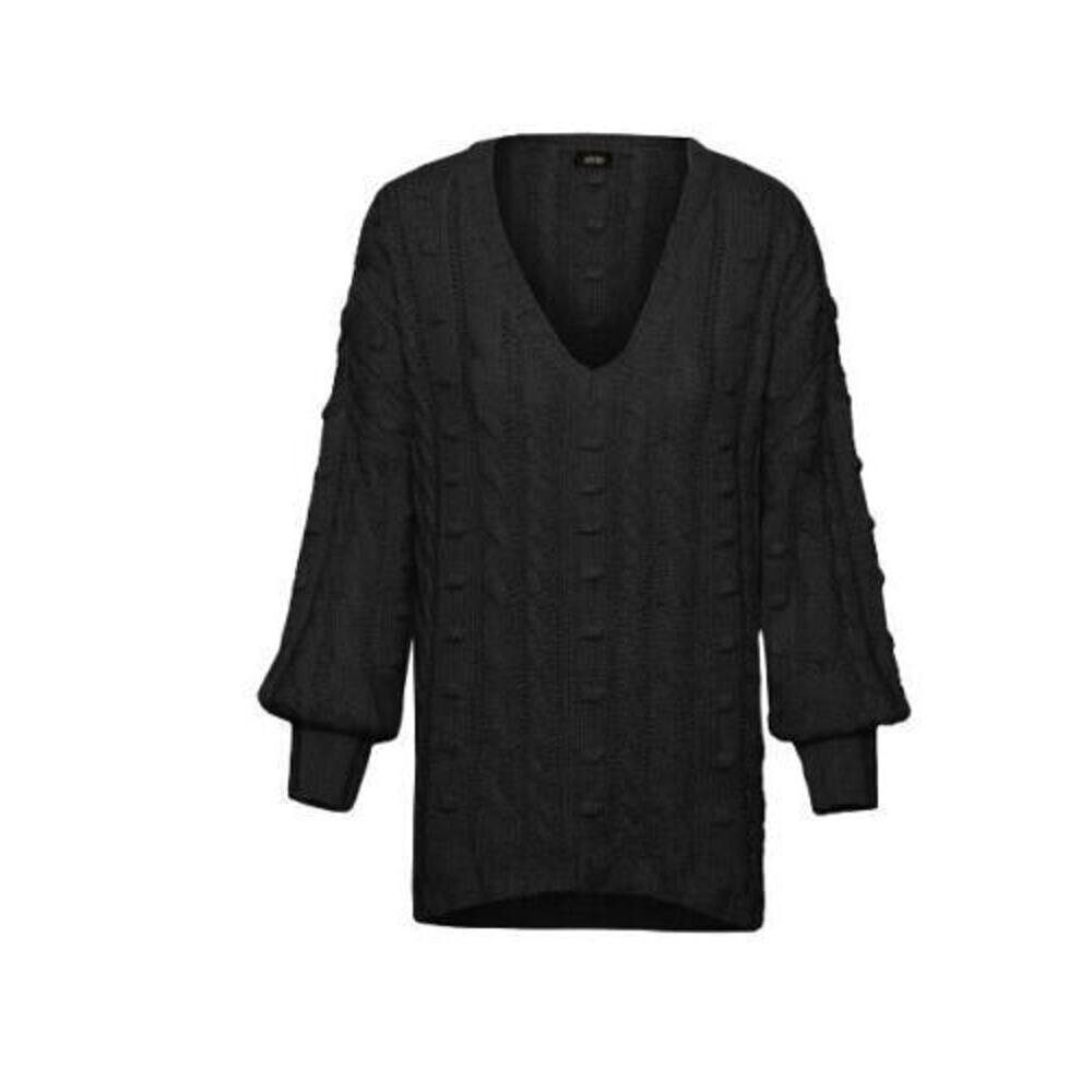 AFRM Women's Bostom Long Cable V-Neck Sweater In Black XS/S MSRP‎ $88